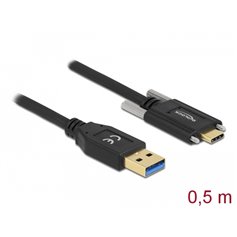 Delock SuperSpeed USB 10 Gbps (USB 3.2 Gen 2) Cable Type-A male to USB Type-C™ male with screws on the sides 0.5 m