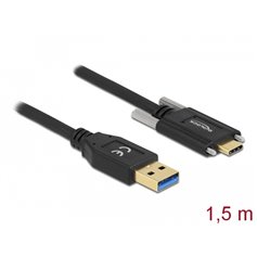 Delock SuperSpeed USB (USB 3.2 Gen 2) Cable Type-A male to USB Type-C™ male with screws on the sides 1.5 m