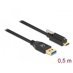 Delock SuperSpeed USB 10 Gbps (USB 3.2 Gen 2) Cable Type-A male to USB Type-C™ male with screw on top 0.5 m