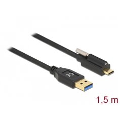 Delock SuperSpeed USB (USB 3.2 Gen 2) Cable Type-A male to USB Type-C™ male with screw on top 1.5 m