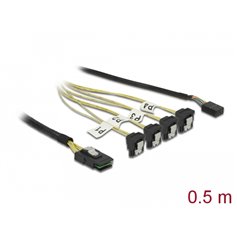 Delock Cable Mini SAS SFF-8087 - 4 x SATA 7 Pin angled + Sideband 0.5 m