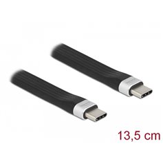 Delock USB 3.2 Gen 2 FPC Flat Ribbon Cable USB Type-C™ to USB Type-C™ 13.5 cm PD 3 A E-Marker