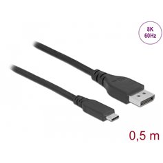 Delock Bidirectional USB Type-C™ to DisplayPort Cable (DP Alt Mode) 8K 60 Hz 0.5 m DP 8K certified
