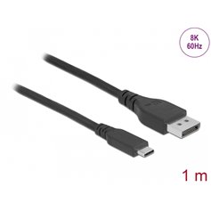 Delock Bidirectional USB Type-C™ to DisplayPort Cable (DP Alt Mode) 8K 60 Hz 1 m DP 8K certified