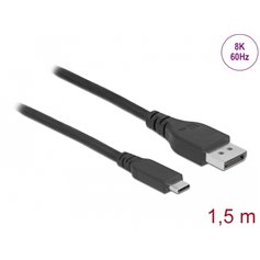 Delock Bidirectional USB Type-C™ to DisplayPort Cable (DP Alt Mode) 8K 60 Hz 1.5 m DP 8K certified