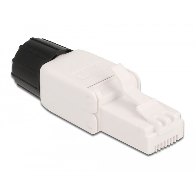 2 Pezzi. Connettore plug RJ45 maschio Cat.6 bianco montaggio senza attrezzi