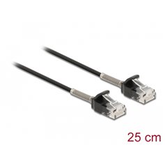 Delock Cable RJ45 plug to RJ45 plug with bend protection Cat.6A 25 cm black