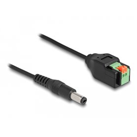 Delock DC Cable 2.1 x 5.5 mm male to Terminal Block Adapter with push button 15 cm