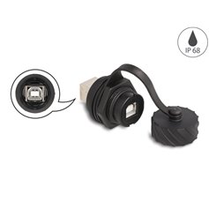 Delock Cable Connector USB 2.0 Type-B female to female for installation with bayonet protective cap IP68 dust- and waterproof bl