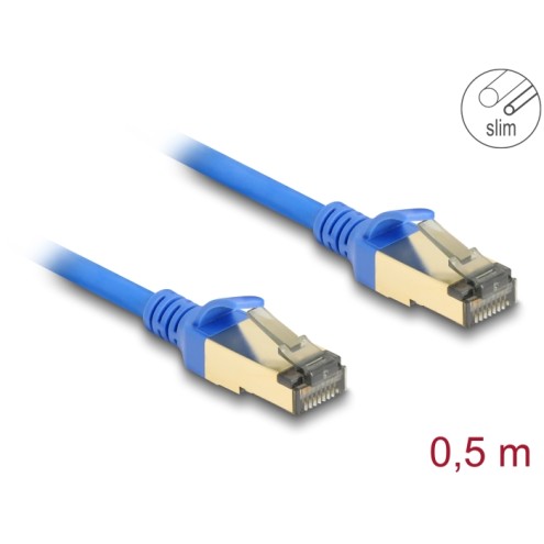 Delock RJ45 Network Cable Cat.8.1 F/FTP Slim 0.5 m blue