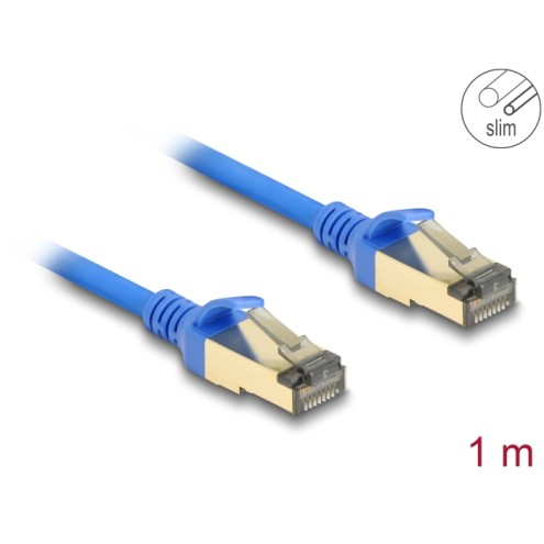 Delock RJ45 Network Cable Cat.8.1 F/FTP Slim 1 m blue