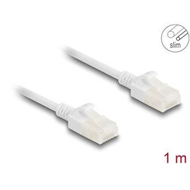 Delock RJ45 Network Cable Cat.6A plug to plug with robust latch for industrial use U/UTP Slim 1 m white