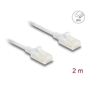 Delock RJ45 Network Cable Cat.6A plug to plug with robust latch for industrial use U/UTP Slim 2 m white