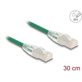 Delock RJ45 Network Cable Cat.6A plug to plug with curved latch U/FTP Slim 0.3 m green