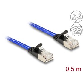 Delock RJ45 flat network cable with braided coating Cat.6A U/FTP 0.5 m blue