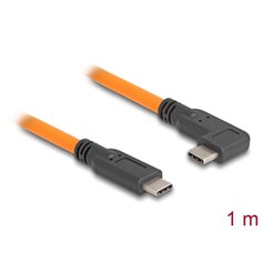 Delock USB 5 Gbps Cable USB Type-C™ male to USB Type-C™ male 90° angled for tethered shooting 1 m orange