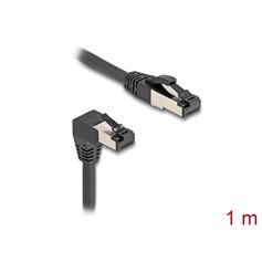 Delock RJ45 Network Cable Cat.8.1 S/FTP 90° downwards angled / straight 1 m black