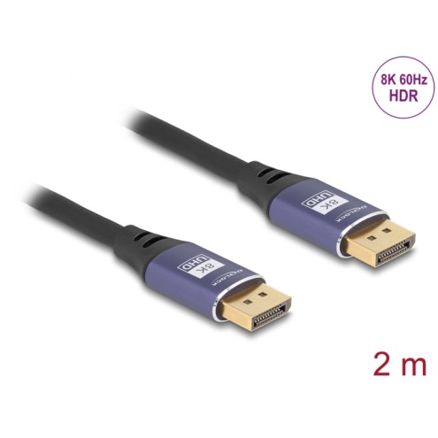 Delock DisplayPort Cable 8K 60 Hz 2 m lila metal