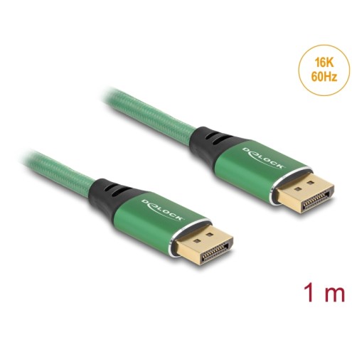 Delock DisplayPort Cable 16K 60 Hz 1 m green metal