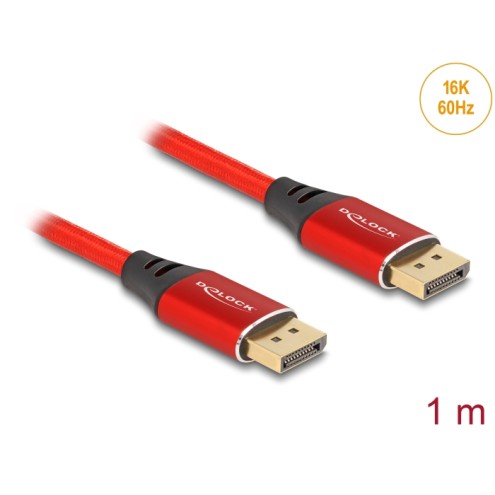 Delock DisplayPort Cable 16K 60 Hz 1 m red metal