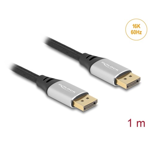 Delock DisplayPort Cable 16K 60 Hz 1 m silver metal