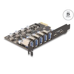 Delock USB 5 Gbps PCI Express x1 Card to 5 x external Type-A + 2 x external USB Type-C™ female